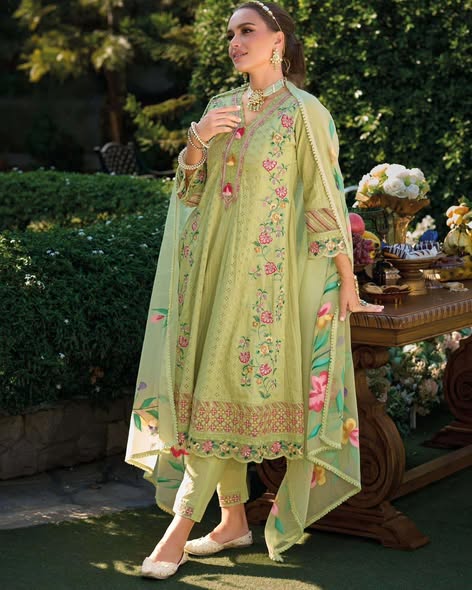 Sage Cotton Anarkali