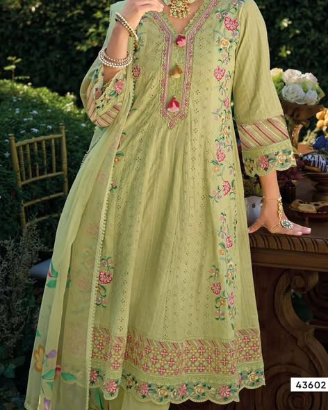Sage Cotton Anarkali