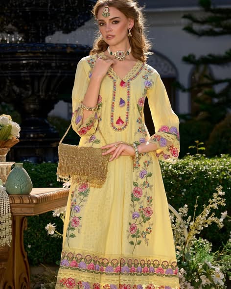 Yellow Cotton Anarkali