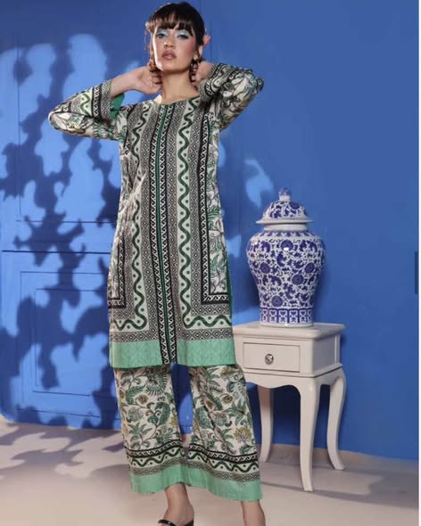 Sage Printed Lawn Coords