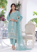 Light Blue Chiffon Embroidered Suit