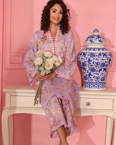 Lavender Floral Lawn Coords