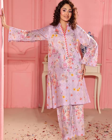 Lavender Floral Lawn Coords