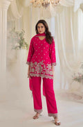Hot Pink Georgette Embroidered Suit