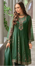 Emerald Green Silk Embroidered Kurti Set
