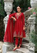 Red Silk Embroidered Anarkali Suit